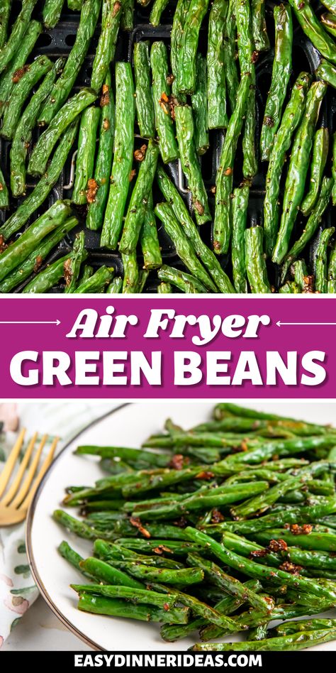 Green Beans Vegan, Air Fryer Green Beans, Air Fried Green Beans, Parmesan Green Beans, Fried Green Beans, Cooking Green Beans, Garlic Green Beans, Frozen Green Beans, How To Cook Beans