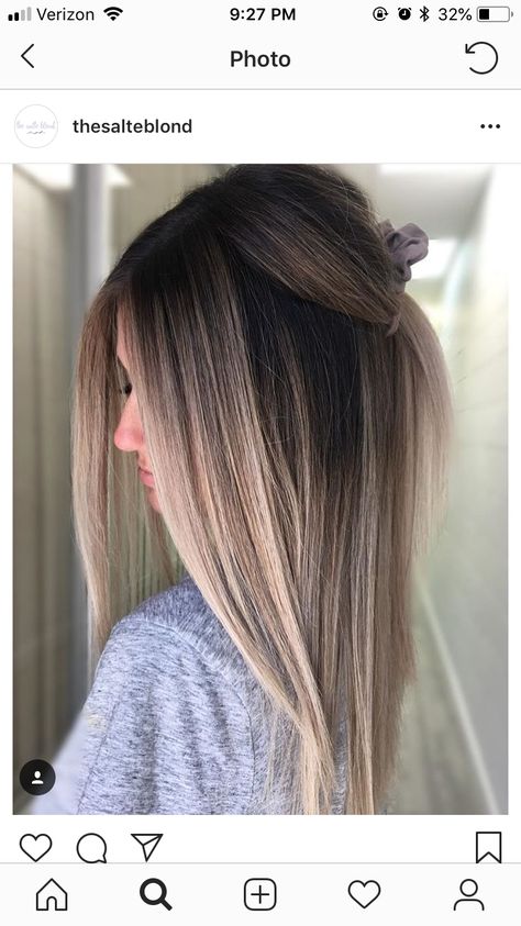 Brown To Blonde Ombré Straight Hair, Straight Bronde Haircolor, Ombre Dark Blonde, Lavender Hair Ombre, Brown Ombre Hair Color, Ombre Hair Color Ideas, Violet Hair Colors, Ombre Hairstyles, Balayage Straight Hair