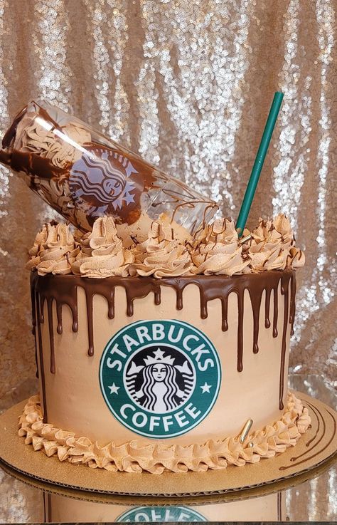 Starbucks Birthday Party, Starbucks Cake, Starbucks Birthday, 14th Birthday Cakes, Teen Cakes, Realistic Cakes, Birthday Cake Decorating Ideas, Birthday Cakes For Teens, Cool Cake Designs