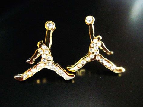 I've been thinking about these earrings for about 4 years now-- Air Jordan studs Nike Earrings, Jordan Earrings, Gold Earrings For Kids, Small Diamond Rings, Beautiful Diamond Earrings, Gold Earrings Indian, Gold Earrings For Men, Gold Earrings Models, Flawless Diamond