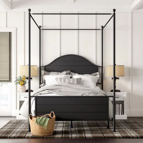 Low Profile Canopy Bed, Metal Canopy Bed, Bed Metal, Farmhouse Fresh, Four Poster Bed, Rustic Retreat, Metal Canopy, Queen Mattress Size, Four Poster