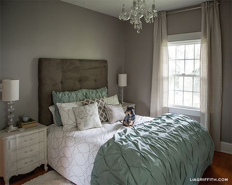 Love the color choice and window dressing West Elm Bedroom, French Inspired Bedroom, French Inspired Decor, Calming Bedroom, Gorgeous Bedrooms, Gray Bedroom, Trendy Bedroom, Eclectic Home, Beautiful Bedrooms