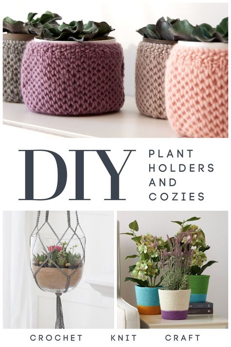 Plant ownership is more popular than ever - adding greenery to your space is soothing, calming, and good for your mental and physical health! And when you're a crafter well - you've got to make plant hangers and cozies! I've collected crochet, knit, and crafted plant hanger, cozy, and mat patterns for you to dress up your new leafy friends! #plants #crochet #knitting #crafts #yarnspirations #mooglyblog #planthangers #plantcrafts Crochet Plant Cover Free Pattern, Crochet Plant Cozies, Crochet Plant Pot Free Pattern, Crochet Pot Plant Holder, Crochet Plant Holders Free Pattern, Crochet Pot Hanger, Knit Plant Hanger, Diy Plant Hangers, Crochet Planter Cover