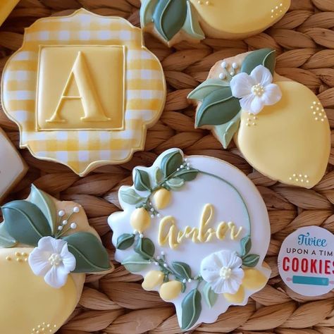 Lemon Decorated Cookies, Lemon Themed Cookies, Lemon Bridal Shower Cookies, Lemon Cookies Decorated, Lemon Sugar Cookies Decorated, Positano Theme Cookies, Lemon Royal Icing Cookies, Lemon Baby Shower Cookies, Lemon Decorated Sugar Cookies