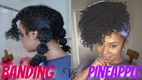 I WILL NEVER PINEAPPLE MY NATURAL HAIR AGAIN! | The Banding Method [Video] - https://blackhairinformation.com/video-gallery/will-never-pineapple-natural-hair-banding-method-video/ Banding Method Natural Hair, Hair Stretching, 4c Natural Hair Care, Coily Natural Hair, Healthy Hair Regimen, Queen Style, Pineapple Express, 4c Natural Hair, Hair Techniques