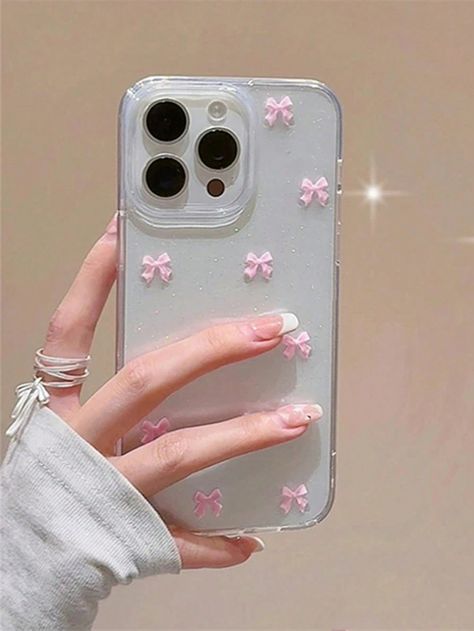 Glitter Cute 3D Flower Bowknot Phone Case Compatible With IPhone 15 14 13 12 11 Pro Max MiNi X XR XS Max 7 8 Plus SE Japan Korean Girl Cover Heart Pearl Epoxy Clear Shell Small Pink Bow    TPU  Ordinary Mobile Phone Case   Cases, size features are:Bust: ,Length: ,Sleeve Length: I Phone 12 Pro Cover, Iphone 12 Mini Cover, Iphone 15 Pro Cover, Iphone 15 Pro Phone Case, Phone Cases 12 Pro, Iphone 15 Cover, Iphone 15 Pro Max Phone Case, Cute Mobile Covers, Iphone 16 Case