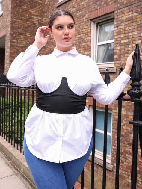 Corset Over Shirt Outfits Plus Size, Corset Over Shirt Outfits, Corset Over Shirt, Plus Size Corset Outfits, Corset Outfits, Girly Style Outfits, Corset Blouse, Big Mama, Corset Outfit