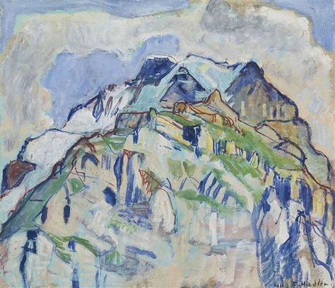 Ferdinand Hodler, Landscape Mountains, Painting Collage, Art Et Illustration, Mountain Paintings, Mountain Art, Art And Illustration, Fine Linen, Seascape Paintings