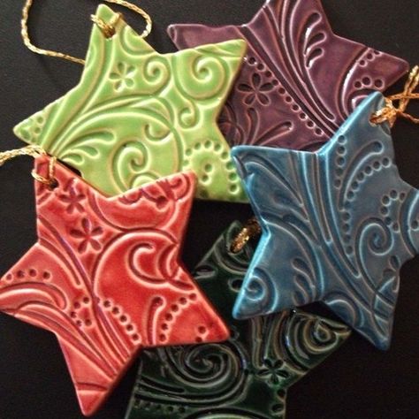 A simple salt dough, a cookie cutter, a rubber stamp and a little paint. Such pretty ornaments or gift tie-ons. Pretty Ornaments, Salt Dough Ornaments, Dough Ornaments, Christian Woman, Navidad Diy, Tie Gifts, Salt Dough, Noel Christmas, Christmas Star