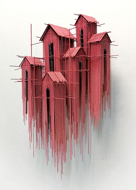 New Architectural Sculptures by David Moreno Appear As Three Dimensional Drawings | Colossal David Moreno, Tre Kunst, Architectural Sculpture, Stick Art, Colossal Art, Modern Crafts, Garden Artwork, Garden Art Diy, Lc Lauren Conrad