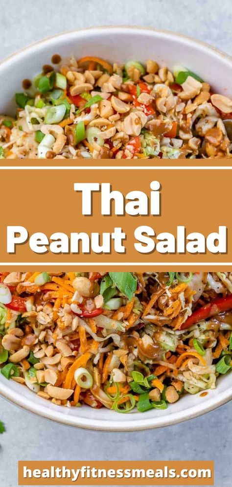 Thai Side Dishes, Thai Peanut Salad, Thai Crunch Salad, Peanut Salad, Peanut Dressing, Thai Peanut, Healthy Fitness Meals, Vegan Salad Recipes, Easy Side Dish