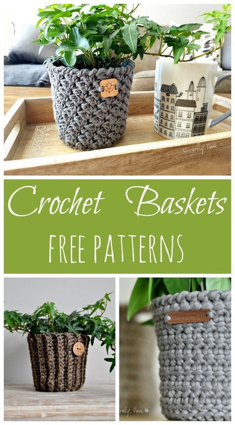 Crocheted Plant Basket, Crochet Planter Basket, Plant Basket Crochet, Crochet Plant Basket Free Pattern, Crochet Plant Cozies, Crochet Plant Pot Holders Free Pattern, Crochet Planters Free Pattern, Crochet Plant Pot Holder, Crochet Pots For Plants