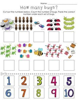 Insect Activities, Community Helpers Preschool, Kids Worksheets Preschool, Numbers Kindergarten, Prek Math, Spring Preschool, Kindergarten Math Worksheets, Math Activities Preschool, Preschool Math