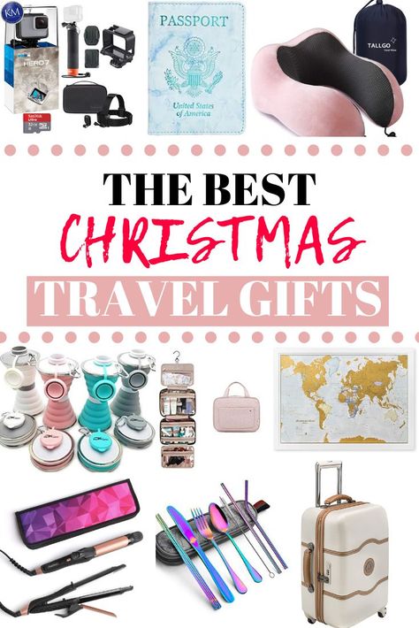 These are the best Christmas travel gifts for travelers! Buy your loved ones the best travel gifts any traveler should have! These are the best travel essentials for travelers and they also make… Traveling Gift Ideas, Vacation Christmas Gift Ideas, Christmas Gifts For Travelers, Travel Gift Bags Ideas, Destination Christmas Gift Ideas, Gift Ideas For Travelers, Traveler Gift Ideas, Gift For Traveler, Travel Gifts Ideas For Women