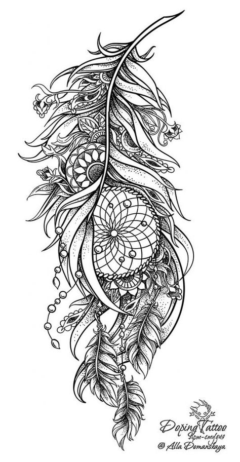 Leg Tattoos Women Sleeve, Tattoo Plume, 500 Tattoo, Atrapasueños Tattoo, Tattoos Leg, Dream Catcher Tattoo Design, Dream Catcher Tattoo, Hip Tattoos Women, Trendy Tattoo