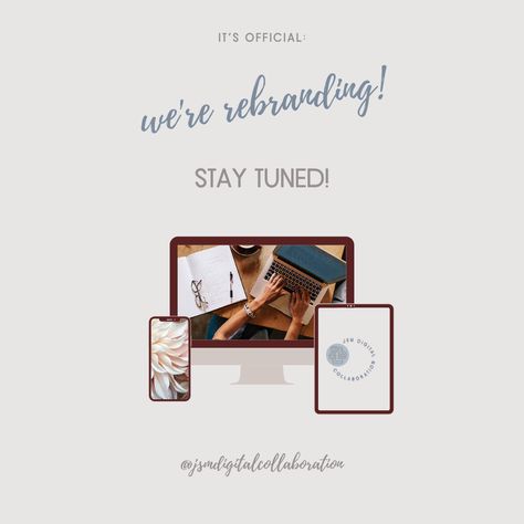 We are excited to announce that...WE'RE REBRANDING ❤️ ▪️ We've been so busy over here taking courses and learning all things branding and we totally can't wait to share. ▪️ A new JSM Digital Collaboration is coming at you soon with and we have all the deets... ▪️ ✔️ New Website ✔️ Content Ideas ✔️ Tips ✔️ How To's ✔️ Classes ✔️ And SOOO Much More! ▪️ So keep your eyes peeled as we transform ourselves and our brand 👀 Collaboration Poster Brand, How To Announce Rebranding, Rebranding Instagram Post, Website Launching Soon Poster, New Website Announcement Posts, Rebrand Announcement Social Media, Instagram Announcement Design, Website Launch Announcement Posts Design, Rebranding Announcement Instagram