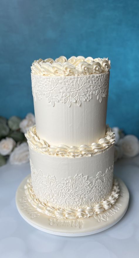 Edible Lace Wedding Cake, Bakery Style Cake, Lace Cake, Edible Lace, Lace Wedding Cake, Cake Lace, Elegant Wedding Cakes, Lace Pattern, Elegant Wedding