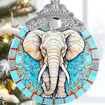 Elephant Christmas, Acrylic Keepsakes, Christmas Elephant, Elephant Ornament, Stained Glass Ornaments, Christmas Owls, Elephant Lover, Christmas Ornaments Gifts, Colorful Gifts