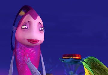 Angie~Shark Tale Shark Tale Oscar And Angie, Oscar The Shark Slayer, Angie Shark Tale, Oscar Fish, Animated Movie Posters, Shark Tale, Star Trek Show, Bee Movie, Cartoon Fish