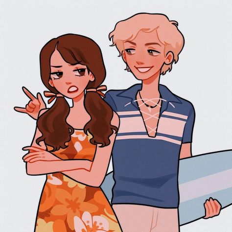 Candace And Jeremy, Beach Song, Cartoon Artstyle, Beach Drawing, Random Art, Disney Fan Art, Art Anime, Disney And Dreamworks