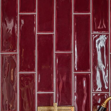 Red Shower Tile, Dark Red Bathroom Tiles, Red Tiles Bathroom, Red Bathroom Tiles, Red Tile Kitchen, Red Floor Tiles, Red Tile Bathroom, Red Kitchen Tiles, Glossy Tiles