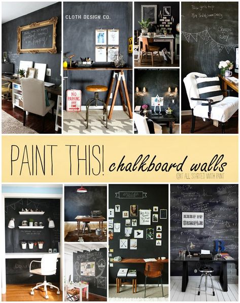 chalkboard-walls-in-office-work-space-ideas FINAL Chalkboard Office Wall Ideas, Chalkboard Paint Wall Ideas, Chalkboard Art Office, Office Chalkboard Wall, Chalkboard Painted Wall, Business Chalkboard, Chalk Wall Paint, Jones Design Company, Diy Chalkboard