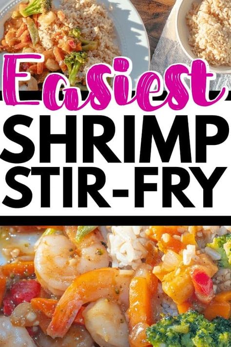 Easy Shrimp Stir Fry Recipe | 20 Minute Dinner Idea Easy Shrimp Stir Fry, Shrimp Stirfry, Shrimp Stir Fry Recipe, Stir Fry Shrimp Recipes, 20 Minute Dinners, Shrimp Stir Fry, Stir Fry Recipe, Fry Recipes, Family Board