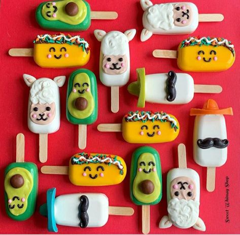 Mexican Themed Desserts, Dessert On A Stick, Mexican Dessert Table, Mayo Cake, Taco Cake, Mexican Bakery, Popsicles Cake, Mexican Cake, Cake Popsicles