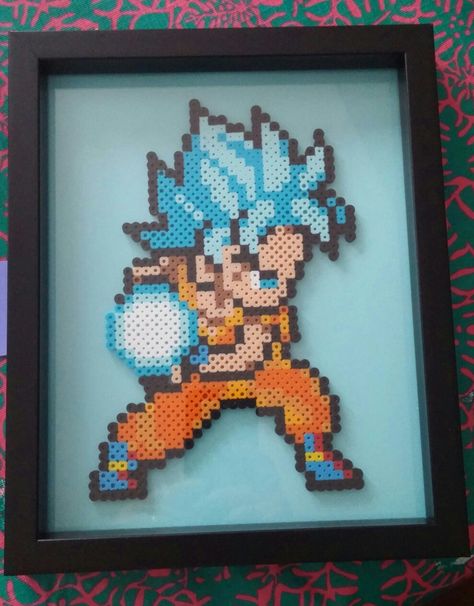 Dragon ball z framed Perler Bead Dragon Ball Z, Dragon Ball Z Perler Beads, Dragon Ball Perler Beads, Dragon Ball Z Perler, Dragon Ball Perler, Anime Perler, Marvel Cross Stitch, Pixel Beads, Pearl Beads Pattern