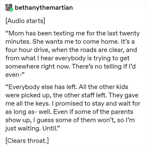 Over 75K People On Tumblr Can't Get Enough Of This Fictional Story About A Daycare Worker Watching Over Toddlers During The End Of The World Daycare Worker, Tumblr Stories, Story Writing Prompts, Story Prompts, Quick Reads, Social Media Marketing Agency, The End Of The World, Writing Prompt, Writing Words