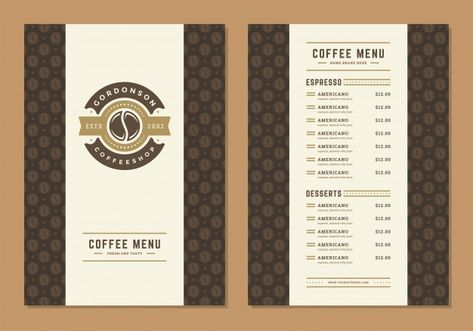 Coffee menu design template flyer for ca... | Premium Vector #Freepik #vector #menu #coffee #restaurant #typography Menu Front Cover Design, Restaurant Typography, Coffee Menu Design, Menu Coffee, Food Creatives, Coffee Restaurant, Coffee Shop Menu, Restaurant Poster, Front Cover Designs