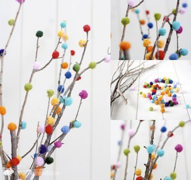 Pompom Tree, Shower Colors, Diy – Velikonoce, Craft Tree, Pom Pom Tree, Diy Pom Pom, Felting Wool, Diy Tree, Pom Pom Crafts