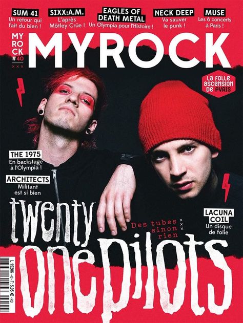 twenty one pilots cover My Rock magazine | 2016 Emo Magazine, Twenty One Pilots Cover, Gerard Way Memes, Twenty One Pilots Poster, Rock Magazine, Pvris, French Magazine, My Rock, Tyler And Josh