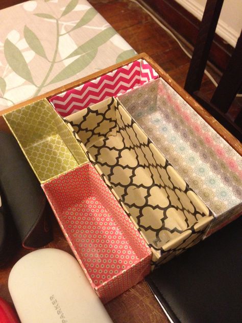 Drawer Dividers- reusing boxes Diy Box Dividers, Diy Fabric Drawer Dividers, Drawer Dividers Diy Cardboard Boxes, Organizing Basket Large Dividers, Make Your Own Cardboard Storage Contai0ners, Craft Wood Drawer Dividers, Diy Book Holder, Diy Drawer Dividers, Dollar Store Diy Organization