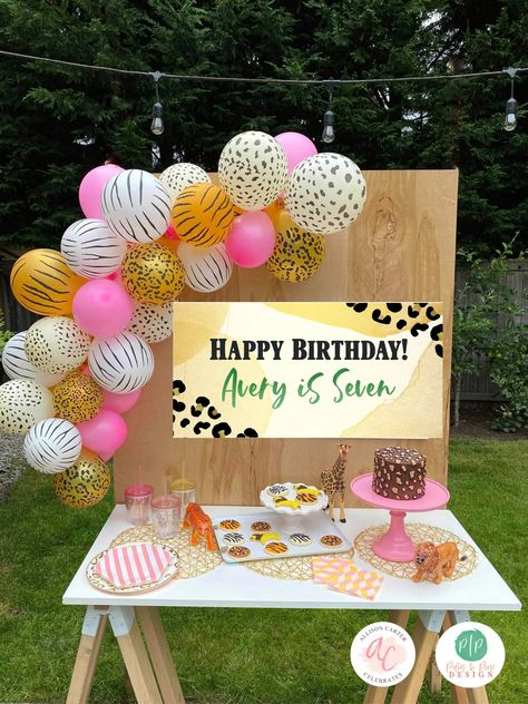 Cheetah Print Birthday Banner Leopard Birthday Banner Animal - Etsy Cheetah Print Birthday, Jungle Themed Birthday Party, Animal Party Hats, Jungle Themed Party, Party Animal Birthday, Jungle Party Decorations, Jungle Birthday Party, Art Birthday Party, Jungle Birthday