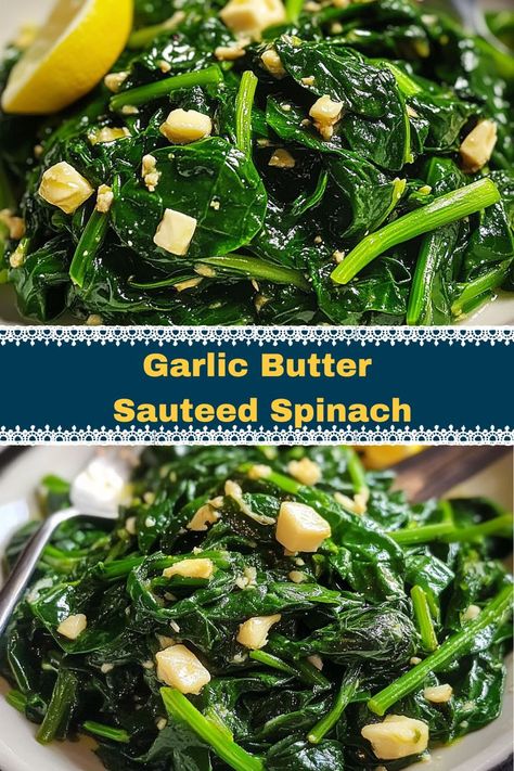 Treat yourself to Deliciously Garlic Butter Sautéed Spinach, a simple yet elegant side that highlights the natural flavors of fresh greens. Sautéed until just wilted and infused with aromatic garlic, this dish pairs beautifully with meats, pasta, or even as a topping for toast! Spinach Sauteed, Sweet Potato Noodle Salad, Easy Garlic Butter, Sauteed Spinach, Spinach Recipes, Delish Recipes, Easy Soup Recipes, Lemon Recipes, Healthy Side Dishes