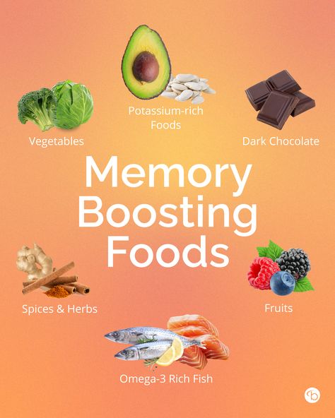 🧠✨ Here are some of the top memory-boosting foods and nutrients you can start eating today! 🥑🫐 Including a variety of brain-healthy foods in your diet is one of the best ways to keep your memory sharp and your mind active.⁠
⁠
Which of these do you include in your daily diet? ⁠
⁠
#memory #brainhealth Brain Food Memory, Memory Boosting Foods, Brain Healthy Foods, Potassium Rich Foods, Brain Food, Easy Dishes, Mindful Eating, Daily Diet, Healthy Nutrition