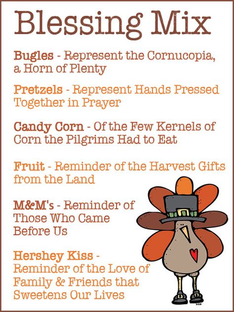 Cornucopia Snack Ideas, Thanksgiving Blessing Mix Recipe, Cornucopia Snack For Kids, Cornacopia Craft Food, Thanksgiving Blessing Mix Free Printable, Edible Cornucopia, Thanksgiving Preschool Theme, Church Snacks, Fun Thanksgiving Games