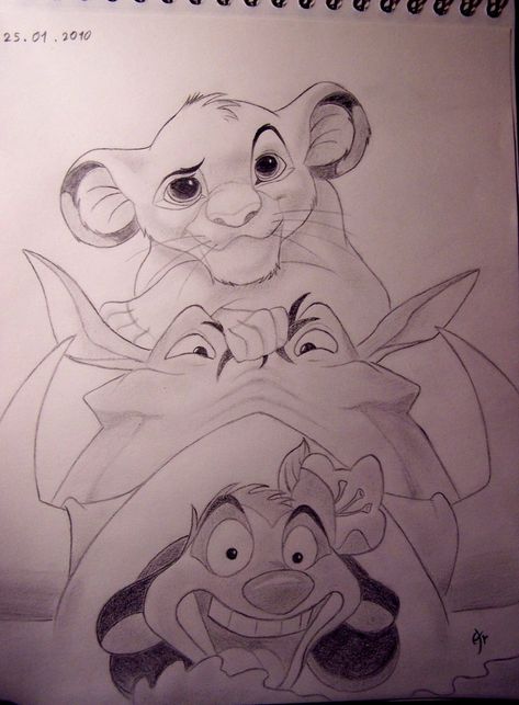 Simba, pumba and timon from The Lion King :] sorry for the quality of the picture :! Lion King Art Sketches, Lion King Drawing Sketches, Timon And Pumba Drawing, Timon And Pumba Tattoos, Timon Drawing, The Lion King Drawing, Lion King Drawing, King Drawing, Lion King Drawings