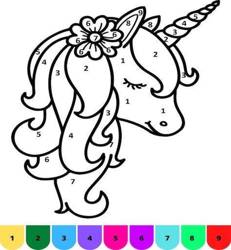 Premium Vector | Color by number unicorn unicorn coloring pages for kids activity books coloring pages v2 I Spy Unicorn Free Printable, Unicorn Color By Number Free Printable, Unicorn Pictures To Color Free Printable, How To Draw Unicorns For Kids, Colour By Numbers Printable For Kids, Unicorn Drawing For Kids, Unicorn Color By Number, Kids Color By Number, Unicorn Coloring Pages Free Printable