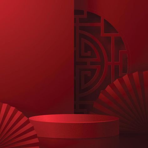 China New Year Design, Cny Background, Cny Poster, Round Stage, Studio Background Ideas, Stage Podium, China Background, Chinese New Years, Chinese New Year Background