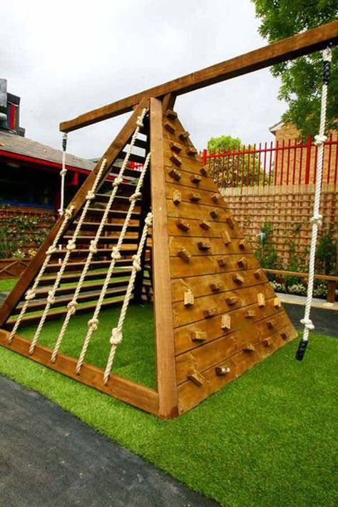 This is a great idea to go along with a playhouse, especially if it had a platform at the top and monkey bars over to the playhouse. Diy Playground, Playground Design, Climbing Frame, Backyard Playground, Backyard Play, Backyard Diy Projects, Backyard For Kids, Backyard Projects, Amazing Diy