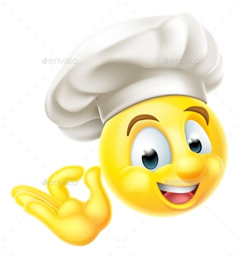 Chef Cook Emoji Emoticon by Krisdog An emoji emoticon smiley face character dressed as a chef with a cooks hat giving a perfect or okay sign with his hand Emoji Feliz, Emoticon Faces, Images Emoji, Emoji Characters, Love Smiley, Emoticons Emojis, Emoji Symbols, Funny Emoji Faces, Animated Emoticons