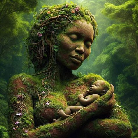 Mother Nature Goddess, Mother Earth Art, Nature Goddess, Black Fairy, Afrocentric Art, Divine Mother, Mother Goddess, Earth Art, Feminine Art