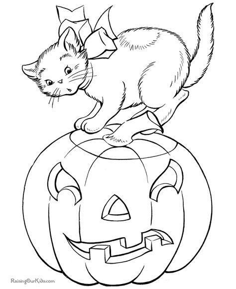 Halloween coloring pictures - Free and printable! Kindergarten Halloween Crafts, Halloween Pumpkin Coloring Pages, Free Halloween Coloring Pages, Halloween Coloring Sheets, Image Halloween, Scary Cat, Chat Halloween, Pumpkin Coloring Pages, Halloween Coloring Book