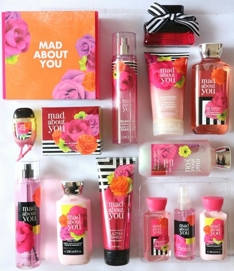 Bath And Body Works Mad About You, Mad About You Perfume, Bath And Body Works Gift Baskets, Wedding Hampers, Mad About You, Pink Fragrance, Small Business Packaging Ideas, Bath And Body Work, Girly Phone Cases