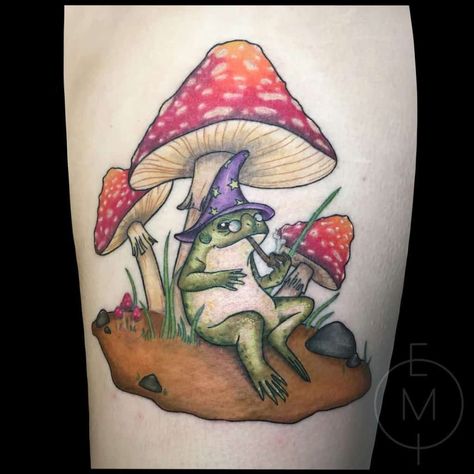 Mushroom Tattoo Design, Tree Frog Tattoos, Brisbane Tattoo, Mushroom Tattoo, Saved Tattoo, Mushroom Tattoos, Frog Tattoos, Disney Tattoo, Tattoo Design Ideas