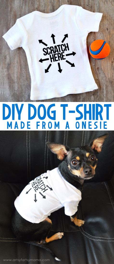 How to make a DIY Dog T-Shirt from a onesie at artsyfartsymama.com Dog Shirt Diy, Shirt Makeover, Dogs Diy Projects, Dog Clothes Diy, Dog Clothes Patterns, Shirt Diy, T-shirt Refashion, Old Shirts, Puppy Clothes