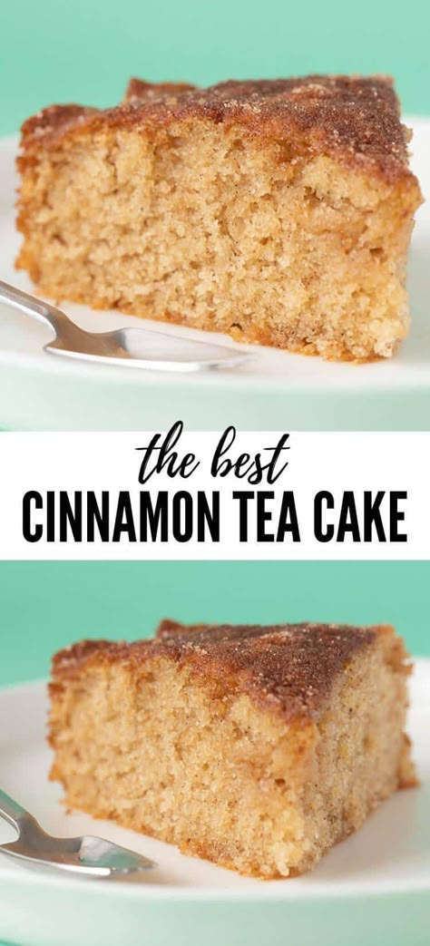 Introducing my easy Cinnamon Tea Cake. It comes together in minutes and boasts a buttery crumb and a sweet cinnamon sugar crust. The perfect cake for morning tea! Recipe from sweetestmenu.com #cake Cinnamon Tea Cake, Glutenfri Baking, Tea Cakes Recipes, Quick Cake, Cinnamon Tea, Cinnamon Cake, Cinnamon Recipes, Tea Cake, Easy Cinnamon