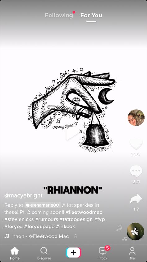 Fleetwood Mac Rhiannon Tattoo, Tattoo Ideas Fleetwood Mac, Small Fleetwood Mac Tattoos, Rhiannon Tattoo Fleetwood Mac, Rhiannon Tattoo, Fleetwood Mac Landslide Tattoo, Stevie Nicks Tattoo, Stevie Nicks Tarot Card Tattoo, Fleetwood Mac Tattoo